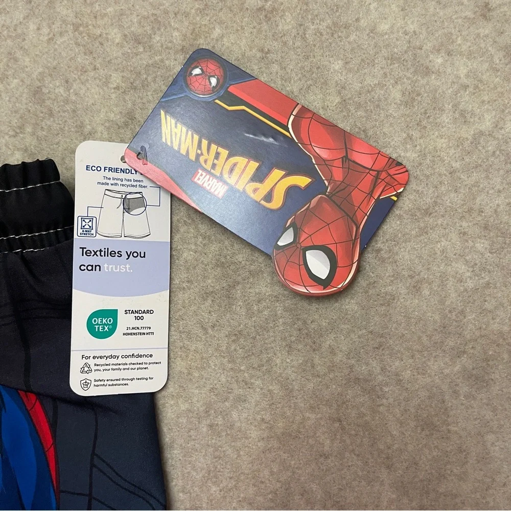 Spiderman Marvel Quick Dry UPF 50+ Blue Swim Shorts Trunks Boys size 10/12 New